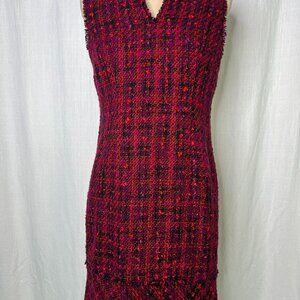 Karl Lagerfeld Red Pink and Black Tweed Dress Size 6